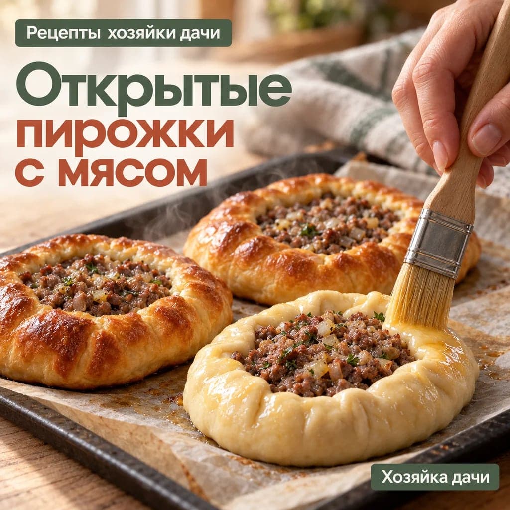 Открытые пирожки с мясом из дрожжевого теста
