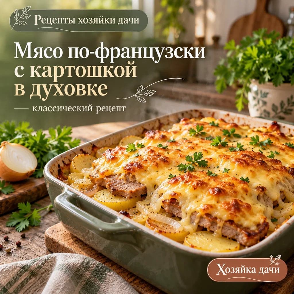 Мясо по-французски с картошкой в духовке: классический рецепт