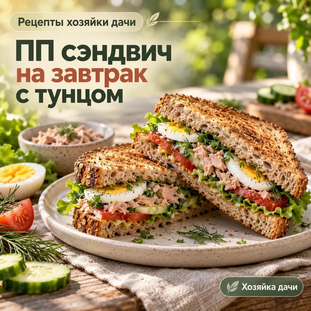 ПП сэндвич на завтрак с тунцом