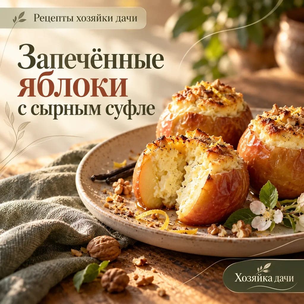Запечённые яблоки с сырным суфле